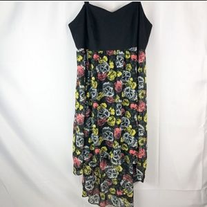 Torrid Highlow Skull & Rose Dress EUC